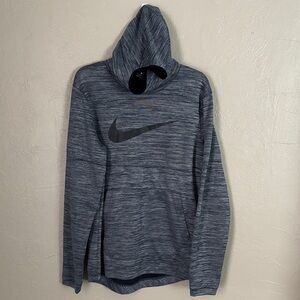 Nike Hoodie Mens Medium Blue Sweatshirt Pullover Dri-Fit Swoosh Scuba Neck